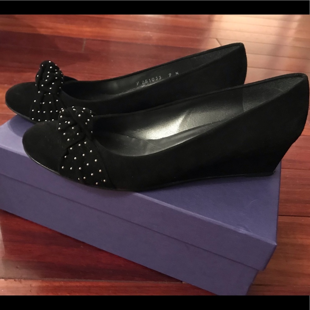 Stuart Weitzman Dotsun Black Suede Studded Knot W… - image 7
